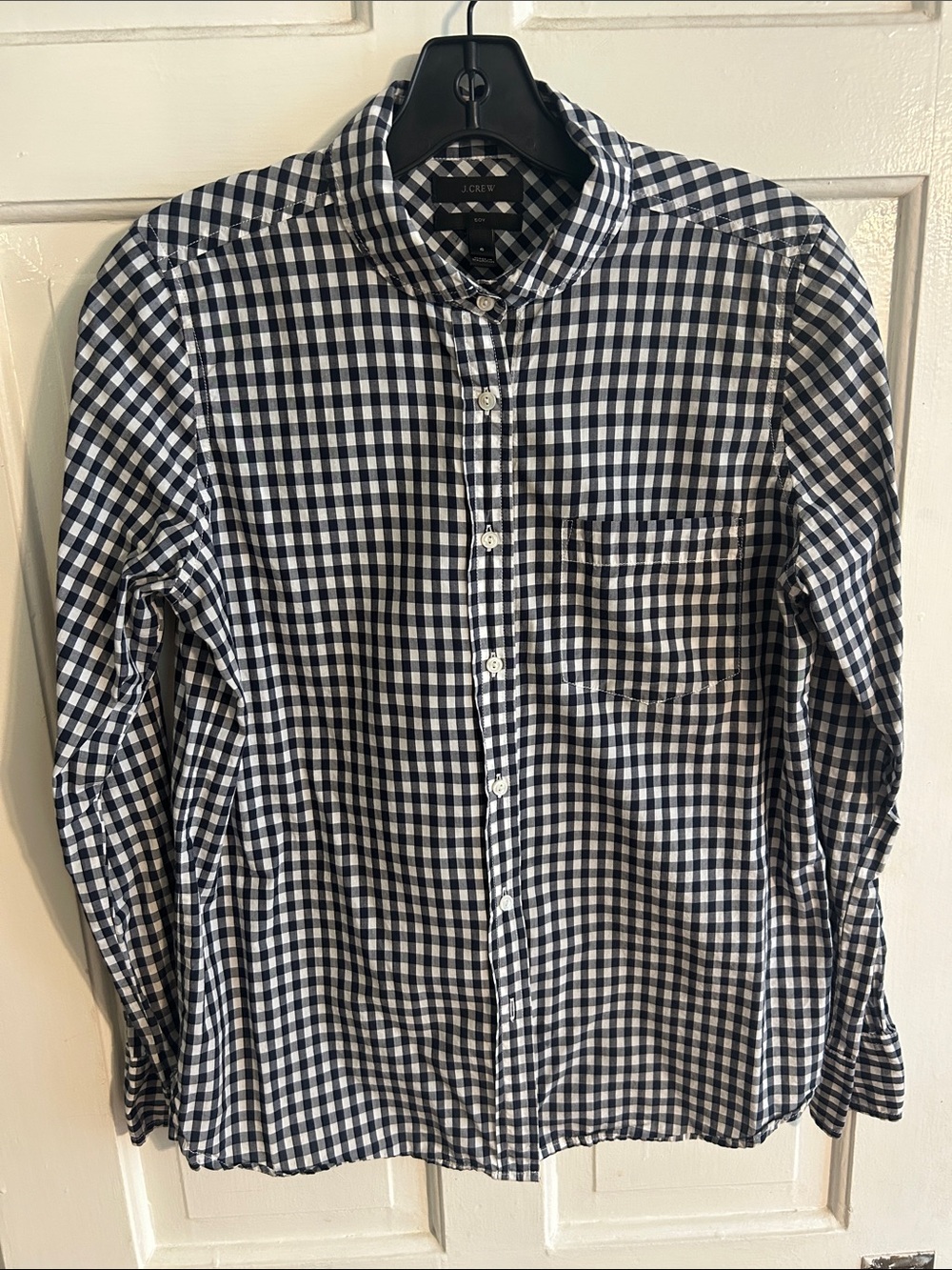 J. Crew Navy and White Gingham Button-Down Shirt